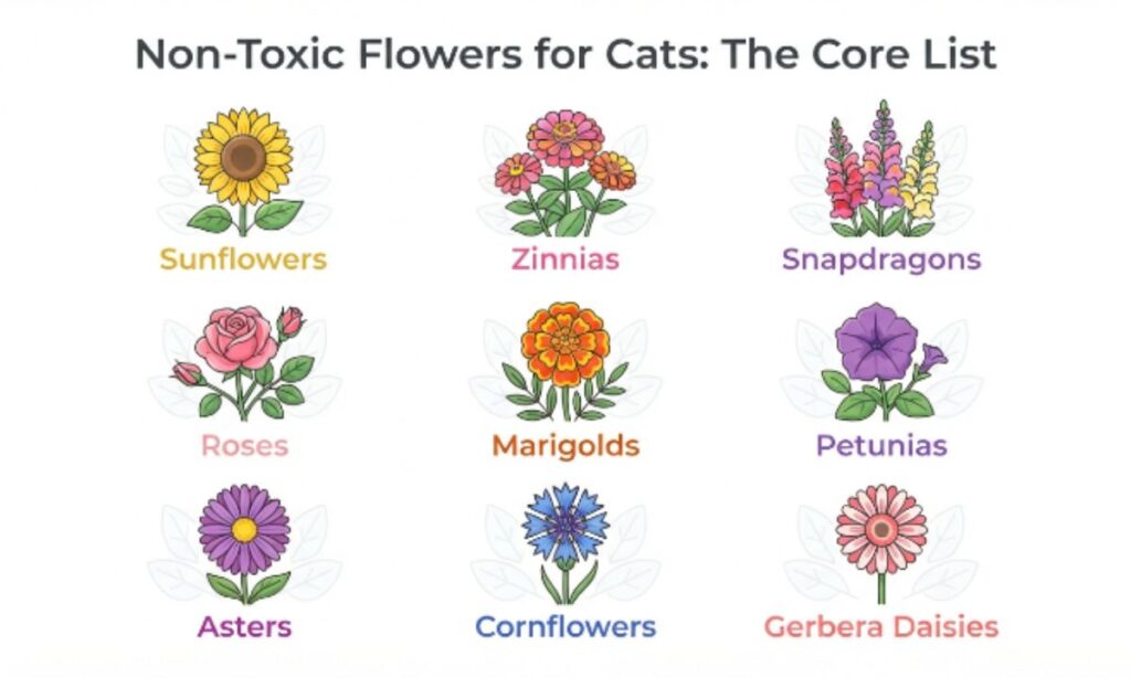 Non-Toxic Flowers for Cats: The Core List