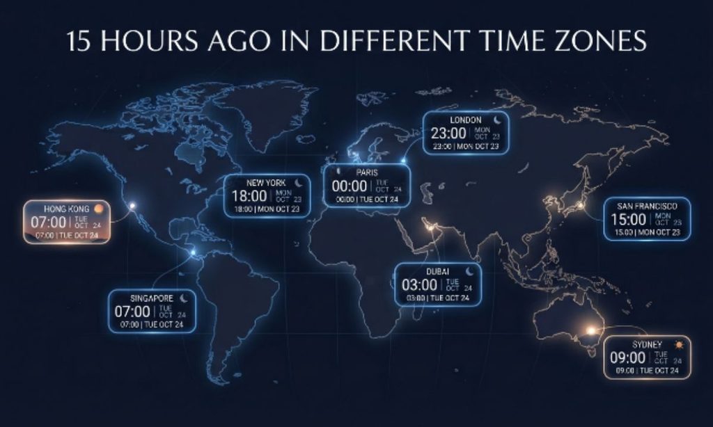15 Hours Ago in Different Time Zones