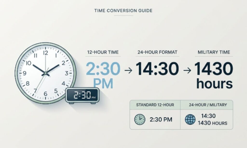 2:30 PM in 24-Hour and Military Time