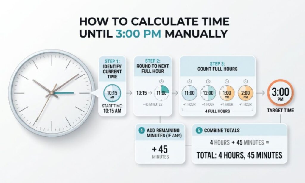 How to Calculate Time Until 3:00 PM Manually